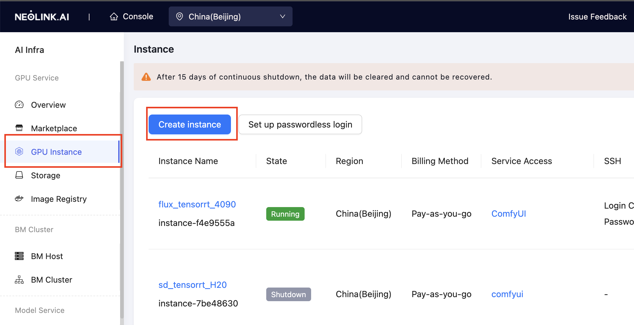 Create Instance