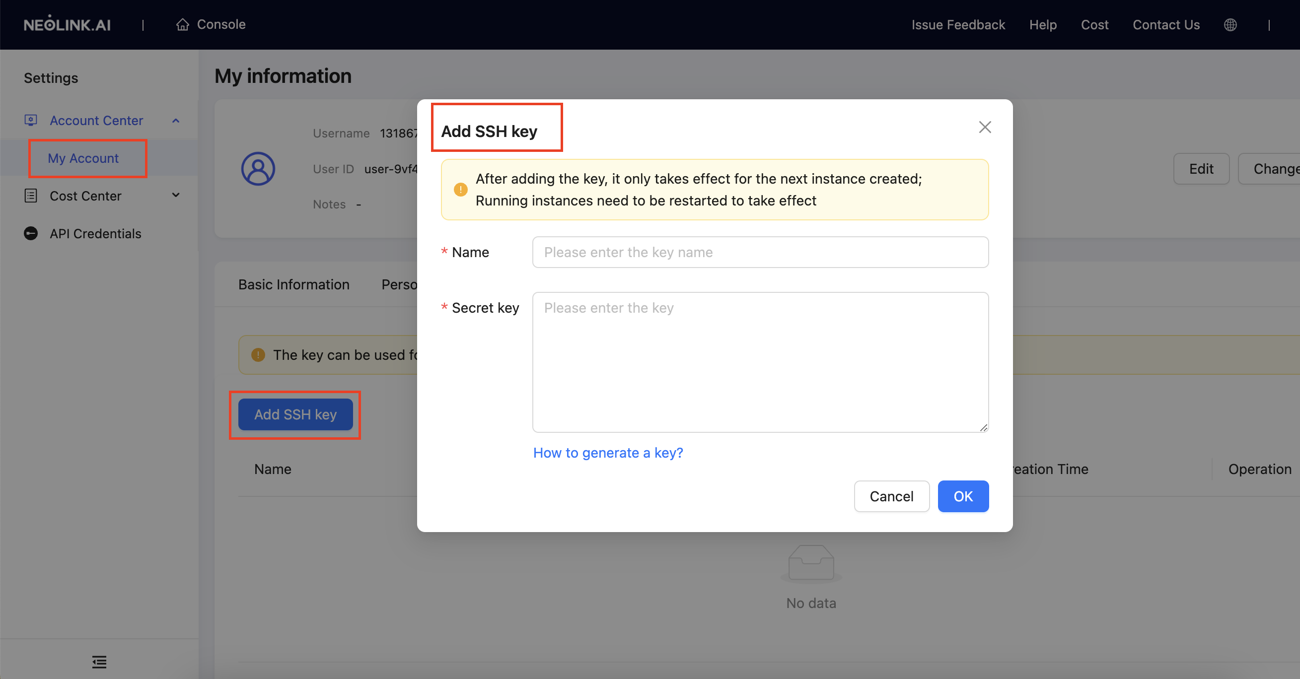 Add Public Key